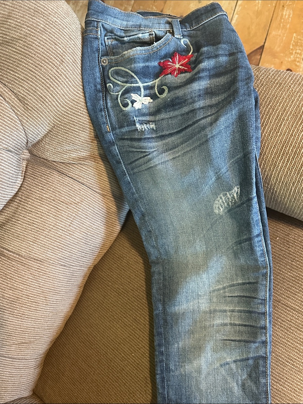 Driftwood Embroidered Skinny Leg Jeans - Picture 2 of 8
